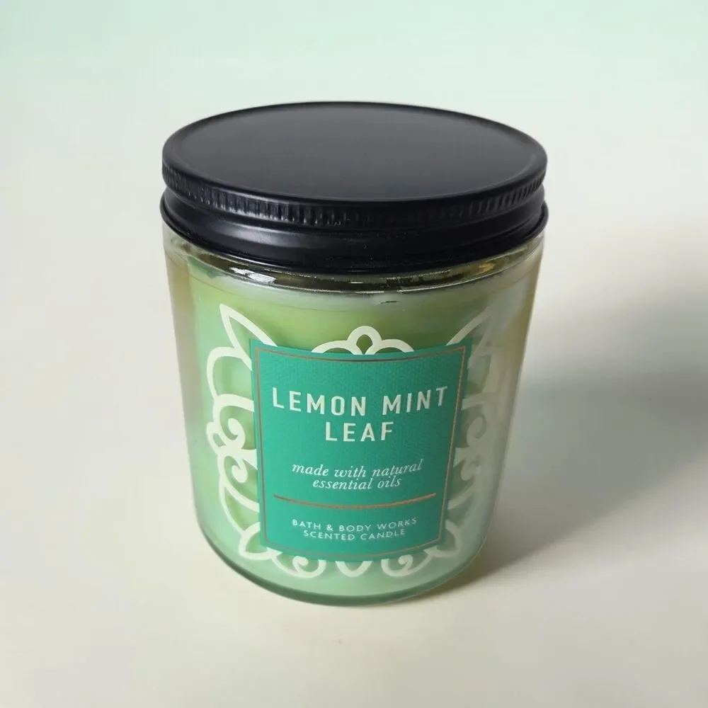 Bath & Body Works Lemon Mint Leaf 7 oz Single Wick Candle New
